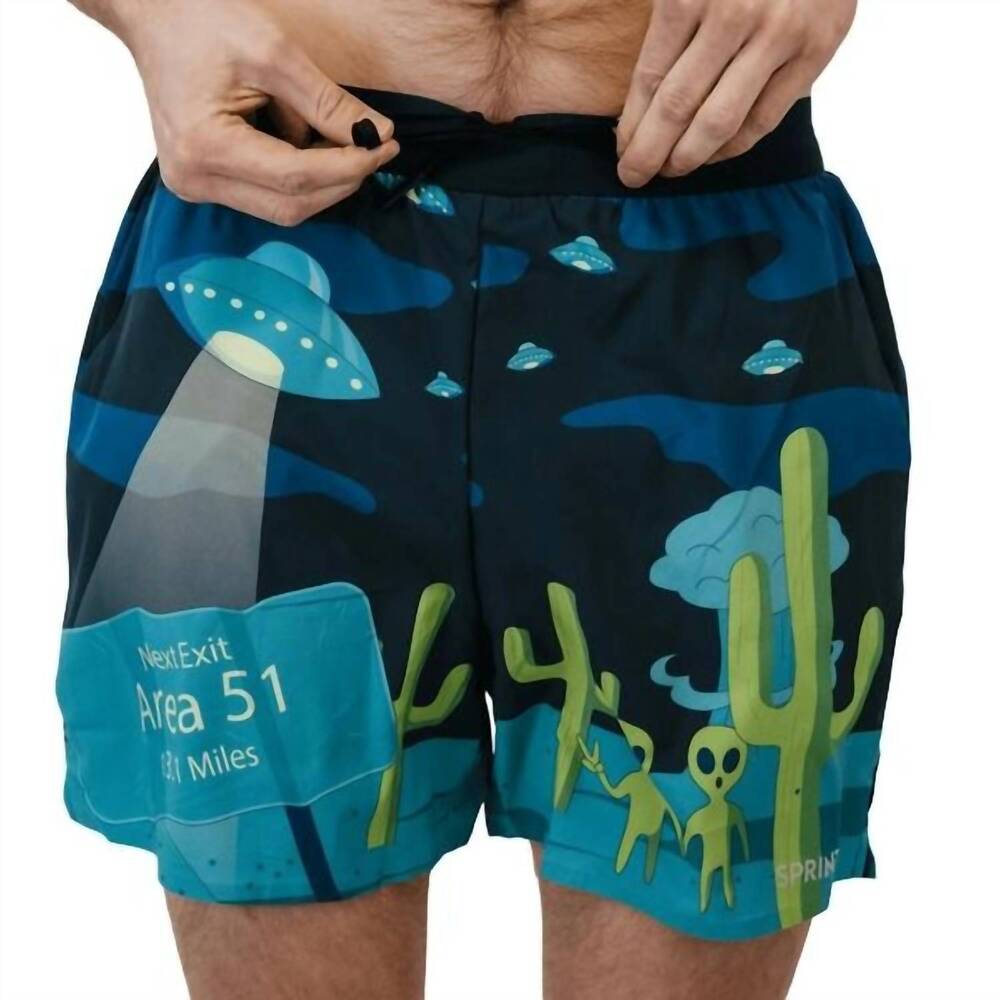 NEW SPRINTS men's avigate 5" fusion shorts in uninvited alien antics